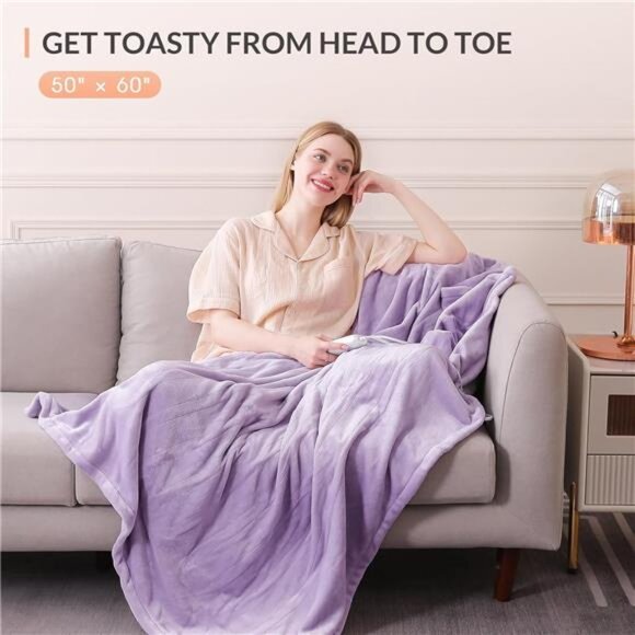 Heated Blanket Electric Blanket, Soft Flannel Sherpa Heated - Picture 3 of 7